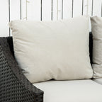 Sofá de Jardim de 2 Lugares Sofá de Vime com Almofadas Acolchoadas com Zíper e Pés Ajustáveis para Terraço Balção Pátio 132x70x74cm Marrom — foto 8