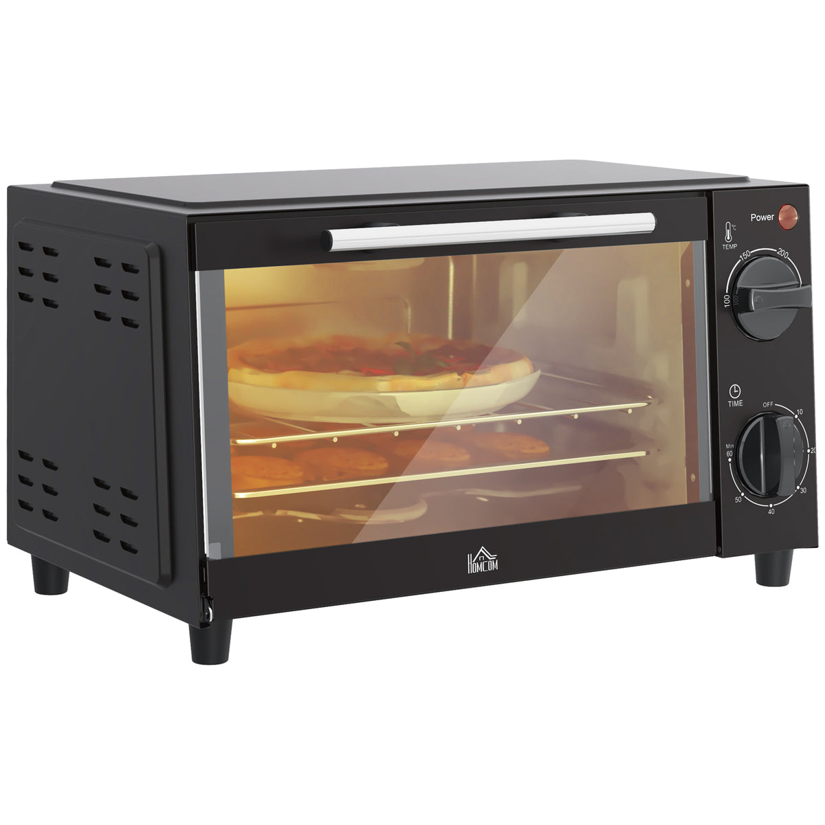 Mini Forno Elétrico 9L Forno Elétrico de Bancada 750W com Temperatura Ajustável até 230°C Temporizador 60 min e Bandeja para Assar Grelha 35x24,6x20 cm Preto — foto 1