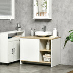Móvel para Lavatório Pousar Móvel Casa de Banho Moderno com Prateleiras Abertas e Armário 77x45x60 cm Branco e Madeira — foto 2
