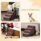 Escada para Animais de Estimação com 4 Degraus 2 em 1 com Capa Removível e Lavável Escada para Cães Gatos Carga 30kg 60x35x44 cm Marrom — foto 7