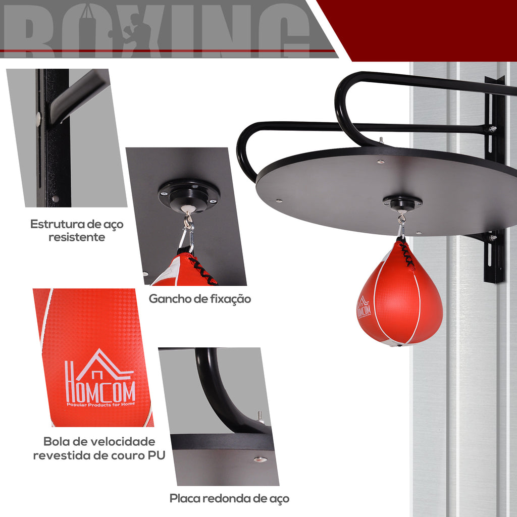 Pera de Boxe com Suporte de Parede Punching Ball para Boxe com Plataforma Ajustável em Altura Suporte Giratório e Insuflador 60x73x80 cm Vermelho e Preto — foto 4