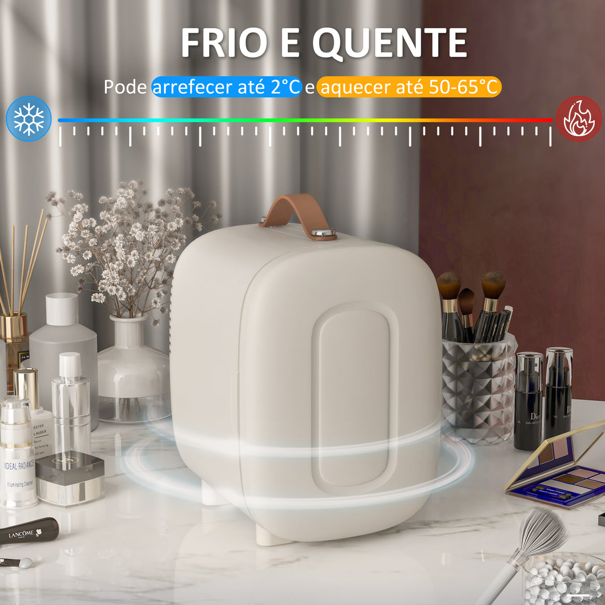 Frigorífico de Cosméticos 4L Frigorífico Pequeno 9V/240V para Arrefecer e Aquecer Mini Frigorífico para Beleza Maquilhagem Bebidas 20,3x26,3x28 cm Creme — foto 4