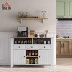 Aparador de Cozinha Mesa para Televisores de 50 Polegadas com 3 Gavetas 2 Armários 2 Prateleiras Abertas e 2 Prateleiras Ajustáveis Estilo Moderno 120x38x81,5 cm Branco — foto 2