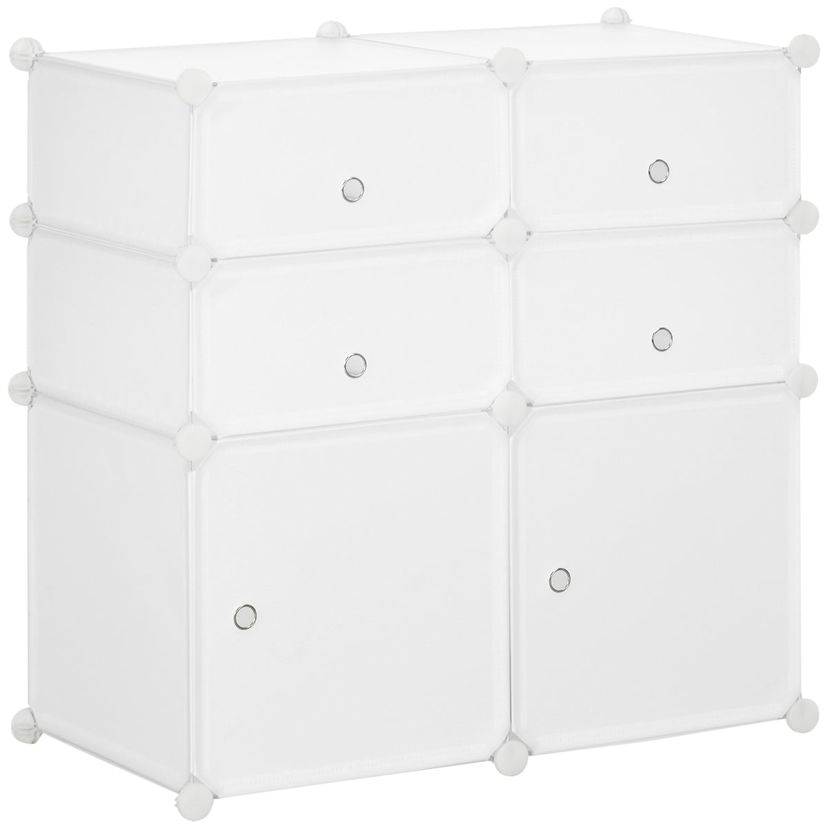 Armário Modular de Plástico Armário Modular com 6 Cubos Organizador de Roupas Sapatos Brinquedos 75x37x73cm Branco — foto 1
