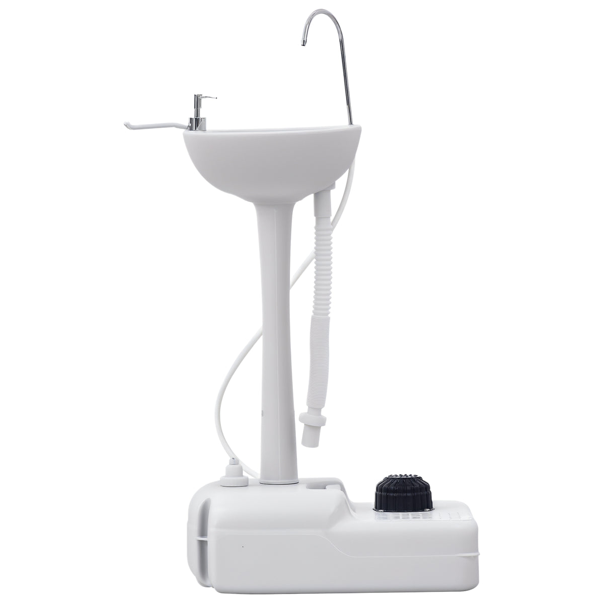 Lavatório Portátil para Atividades ao Ar Livre e Campismo com Depósito de Água de 17L Dispensador de Sabão Suporte para Toalha e 2 Rodas 51x33,5x103 cm Cinza Claro — foto 1