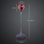 Punching Ball de Boxe com Altura Ajustável de 4 Níveis Base Recarregável com Água ou Areia e Luvas para Adolescentes Ø43x125-145 cm Vermelho e Preto — foto 3