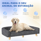 Sofá para Cães Cama Elevada para Cães Estofada com Almofada Lavável e Pés de Madeira de Pinho Carga Máxima 40 kg 98x67x25 cm Cinza Escuro — foto 7