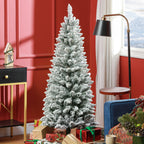Árvore de Natal 150 cm Árvore de Natal Artificial Coberta de Neve com 317 Ramo e Suporte de Metal Árvore Natalícia para Sala Interior Verde — foto 2