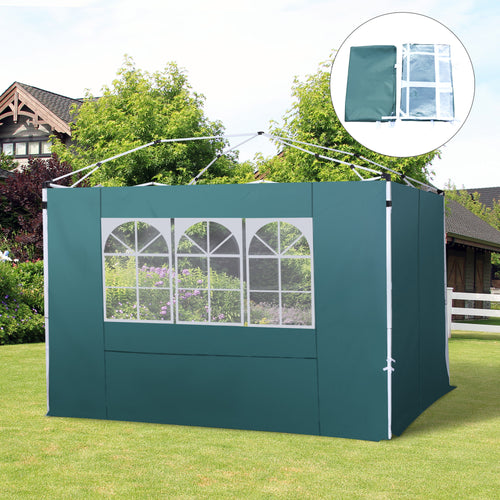 2 Paredes Laterais para Tenda 3x3 m Parede Lateral de Substituição de Tecido Oxford com Janela 300x200 cm Verde — foto 2