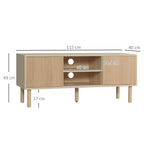 Móvel de TV Móvel para Televisão até 50 Polegadas com Portas de Correr Prateleiras Abertas e Orifícios para Cabos para Sala de Estar 115x40x49 cm Madeira — foto 3