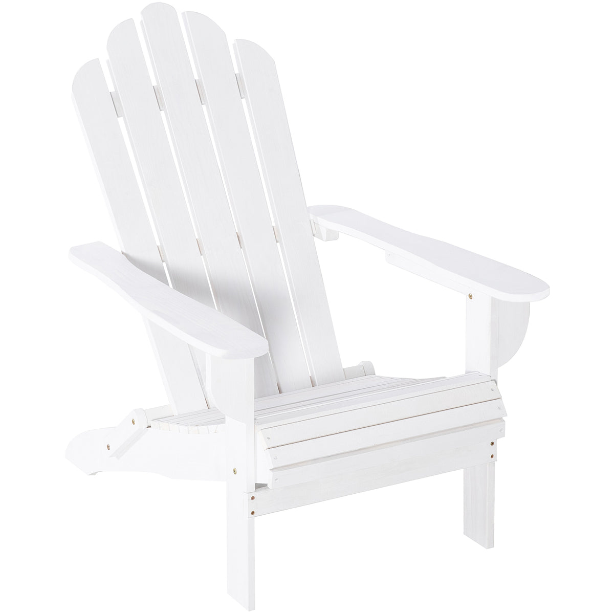 Cadeira Adirondack de Madeira Dobrável Cadeira de Jardim com Apoio para os Braços e Encosto Alto para Terraço Balcão Exterior Carga Máx. 113kg 73x73x92cm Branco — foto 1