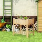 Horta Urbana de Madeira Mesa de Cultivo com 6 Compartimentos e Prateleira Inferior para Plantas e Flores em Jardim Terraço Exterior Capacidade 80 kg 78,5x58x81 cm Cor Natural — foto 2