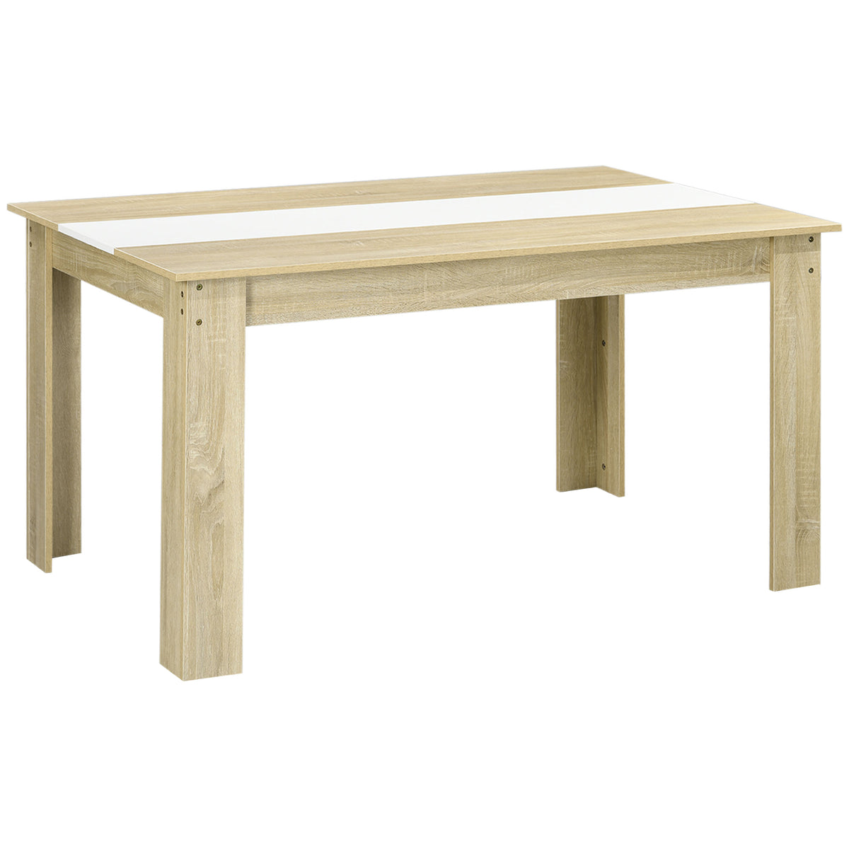 Mesa de Jantar Moderna Mesa para Sala Retangular para 4-6 Pessoas Carga 100 kg 140x89,5x75 cm Branco e Carvalho — foto 1
