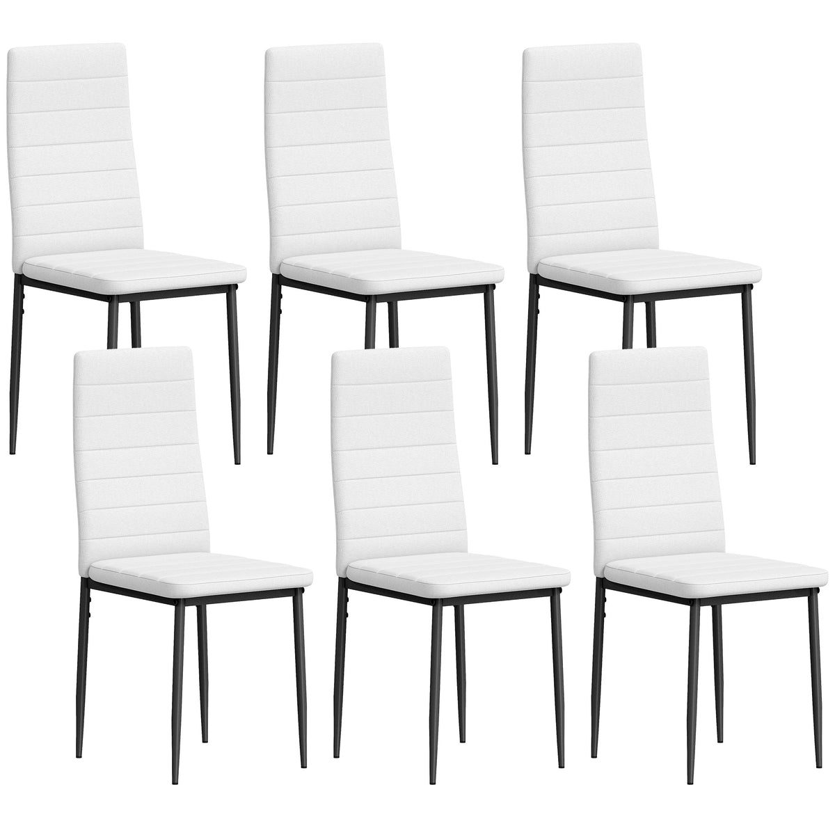 Conjunto de 64 Cadeiras de Sala de Jantar Estofadas em Linho com Pernas em Metal Cadeiras Modernas para Cozinha Quarto Suporta até 120 kg 41x50x97 cm Branco — foto 1