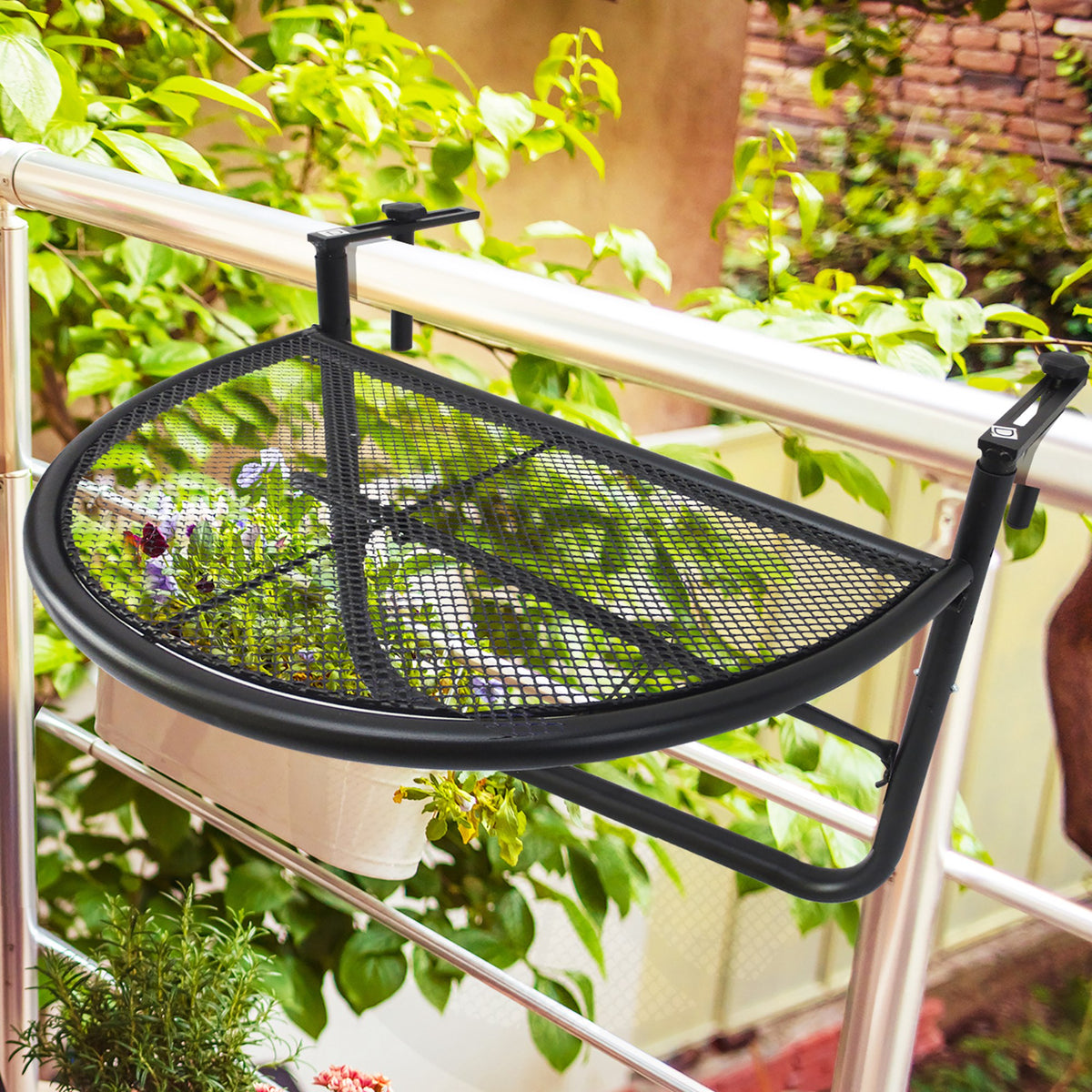 Mesa de Suspensão de Varanda Semicircular 60x45x50 cm Ajustável — foto 2