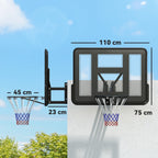 Tabela de Basquetebol de Parede Painel de Basquetebol para Interior e Exterior com Painel Inquebrável de 110x75 cm e Rede Resistente a Rasgos para Adultos e Crianças Preto — foto 3