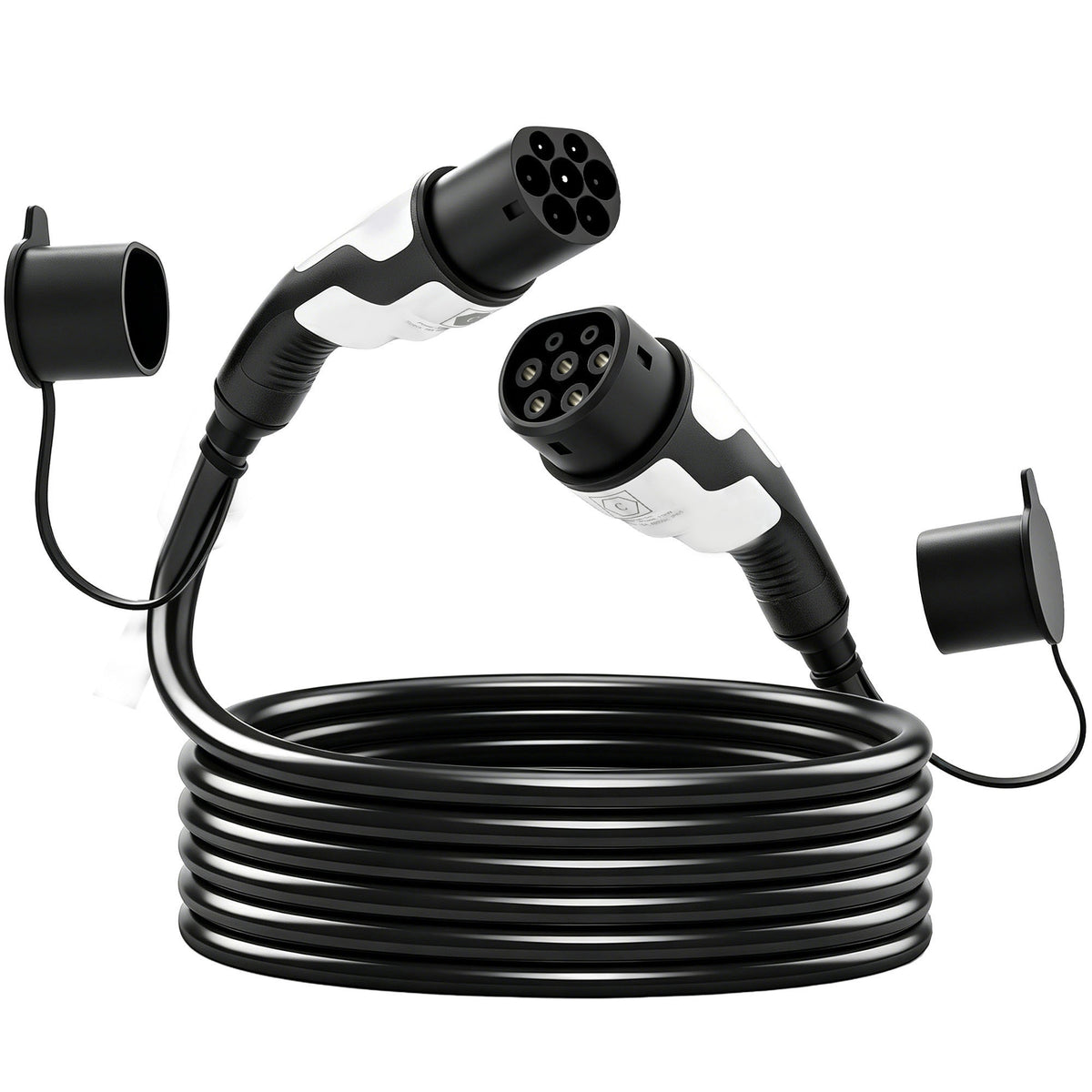 Cabo EV Tipo 2 11 kW 16 A Mode 3, 3 Fases 5 m Cabo de Extensão para Carros Elétricos Híbridos 500x8x8 cm Preto e Branco — foto 1