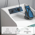 Mesa de Cabeceira com Luzes LED Mesa de Cabeceira com Gaveta Prateleira Estação de Carregamento Entrada USB e Controlo Remoto 40x40x58 cm Branco - Modelo 1 — foto 5
