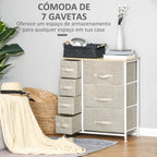 Cómoda com 7 Gavetas de Tecido Cómoda de Armazenamento Multifuncional para Dormitório Sala de Estar Corredor 63,5x30x71cm Cinza — foto 4