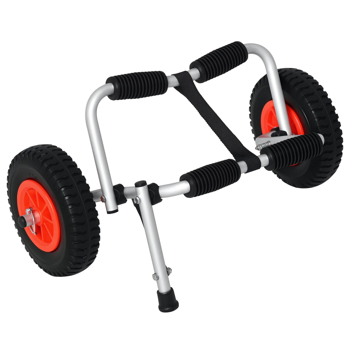 Carrinho de transporte dobrável para caiaque carga 75 kg de alumínio ajuste universal com rodas para barco canoa 57,5x33x24 cm prata — foto 1