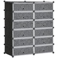 Sapateira Modular de Cubos de Plástico Armário Modular para Sapatos com 12 Cubos com Porta Desenho de DIY para Entrada Dormitório 94x37x108 cm Preto — foto 1