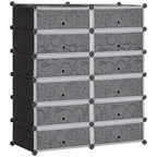Sapateira Modular de Cubos de Plástico Armário Modular para Sapatos com 12 Cubos com Porta Desenho de DIY para Entrada Dormitório 94x37x108 cm Preto — foto 1