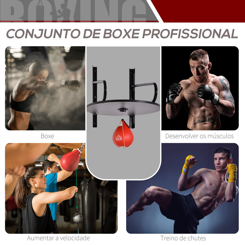 Pera de Boxe com Suporte de Parede Punching Ball para Boxe com Plataforma Ajustável em Altura Suporte Giratório e Insuflador 60x73x80 cm Vermelho e Preto — foto 5