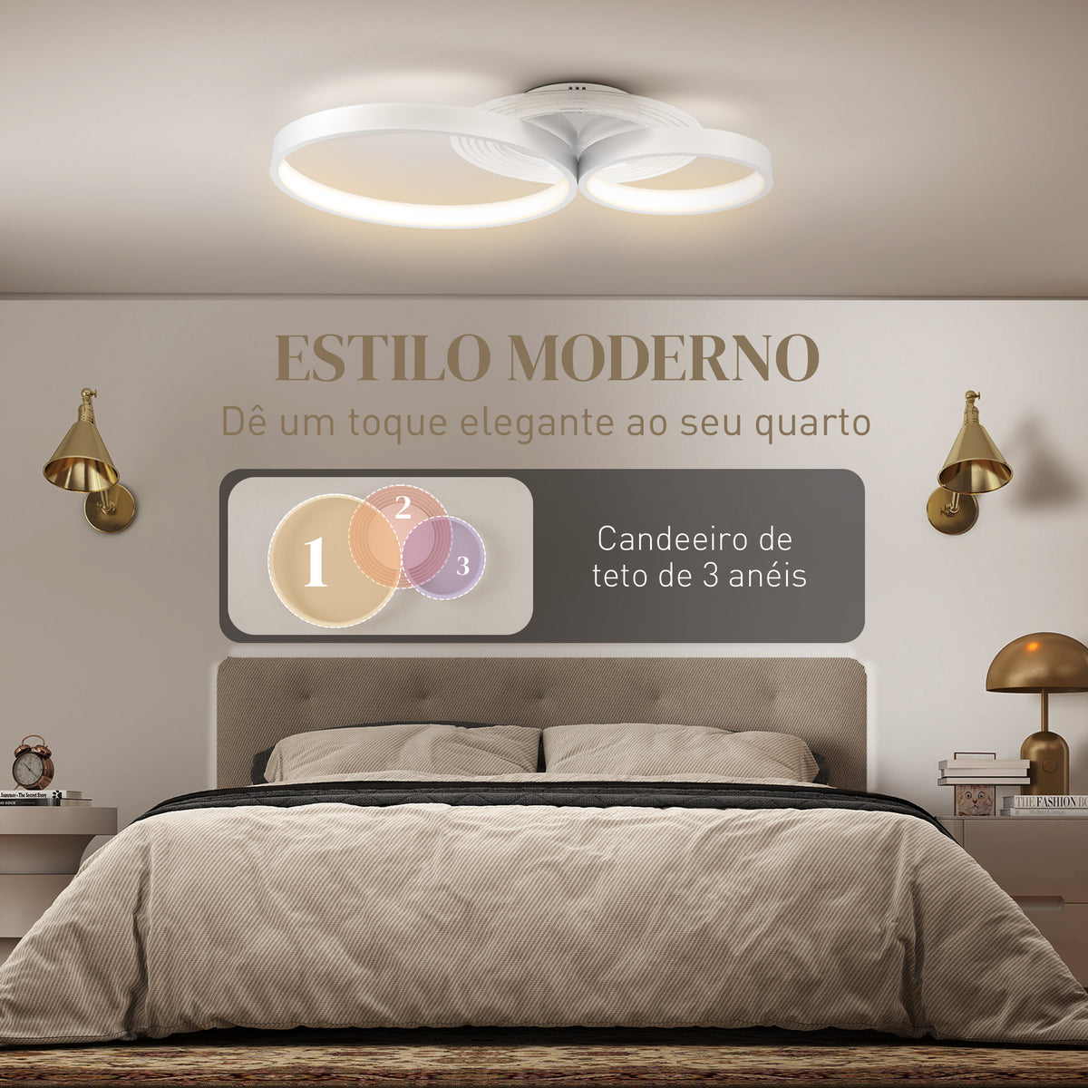 Candeeiro de Teto LED 40W Candeeiro Moderno com Iluminação LED 3000K/4000K/6500K para Quarto Sala Cozinha Sala de Jantar 59x38x7,4 cm Branco — foto 5