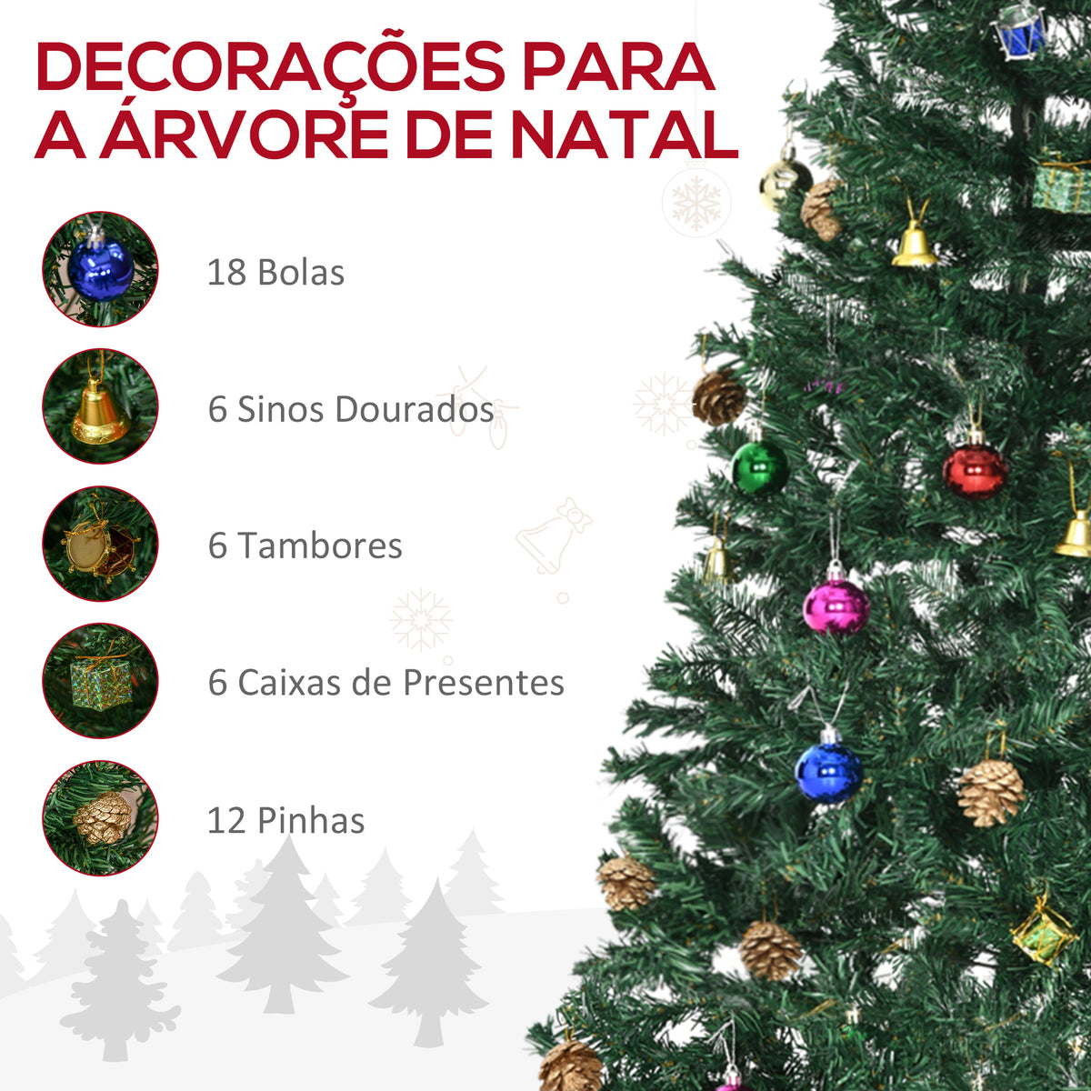Árvore de Natal Artificial 150cm Ignífugo com 420 Ramos 48 Decorações Folhas de PVC e Suporte Metálico Decoração de Natal para Interior Verde — foto 4