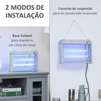 Lâmpada Anti-mosquito Elétrica com Luz Ultravioleta 20W com 2 Tubos LED Área de Ação 60m² 39x7.5x26.5 cm Branco — foto 6