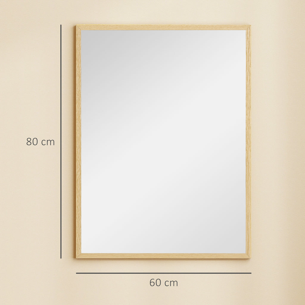 Espelho de Parede Retangular 80x60 cm Moldura em Madeira Natural Ideal para Banheiro Sala ou Quarto — foto 2