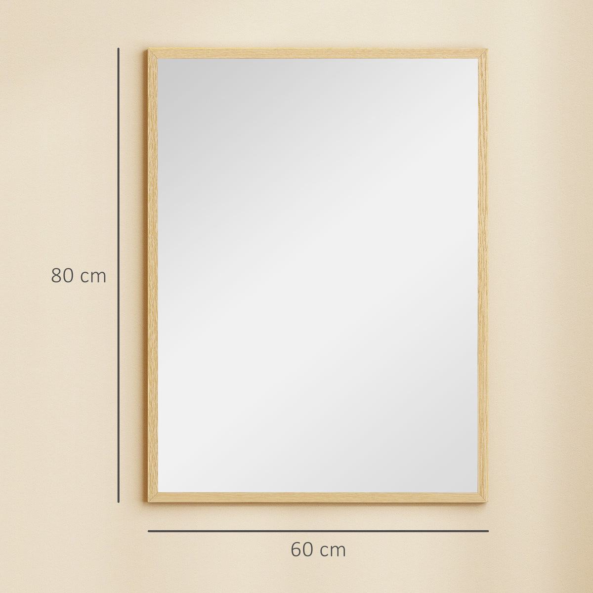 Espelho de Parede Retangular 80x60 cm Moldura em Madeira Natural Ideal para Banheiro Sala ou Quarto — foto 2