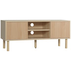 Móvel de TV Móvel para Televisão até 50 Polegadas com Portas de Correr Prateleiras Abertas e Orifícios para Cabos para Sala de Estar 115x40x49 cm Madeira — foto 1