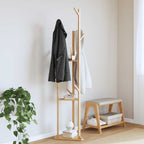 Cabide com ganchos e prateleiras 39x33x166 cm bambu — foto 1
