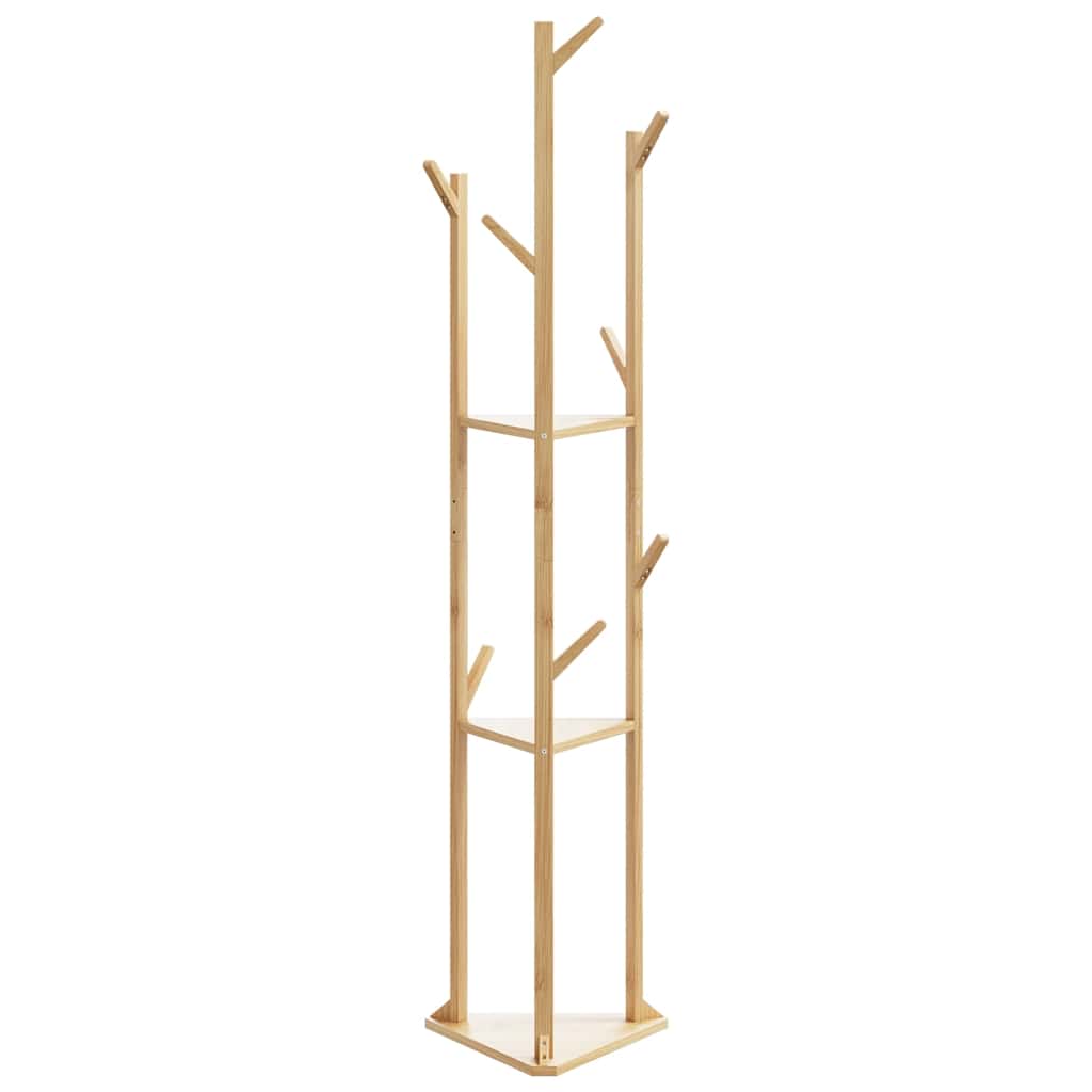Cabide com ganchos e prateleiras 39x33x166 cm bambu — foto 2
