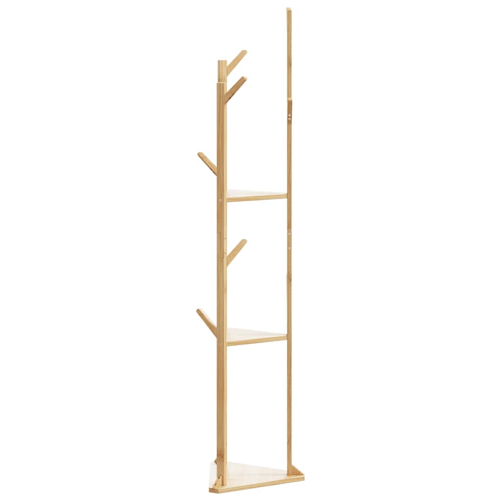 Cabide com ganchos e prateleiras 39x33x166 cm bambu — foto 3