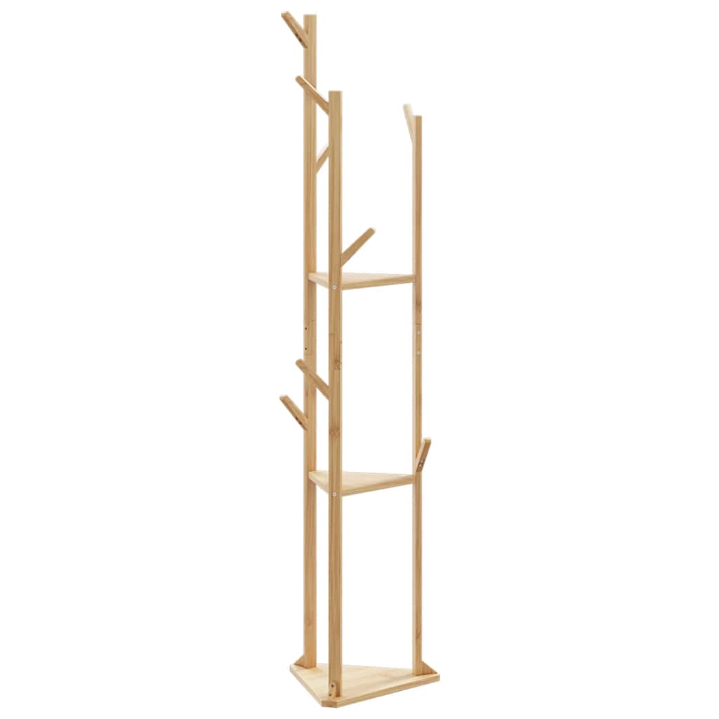 Cabide com ganchos e prateleiras 39x33x166 cm bambu — foto 4