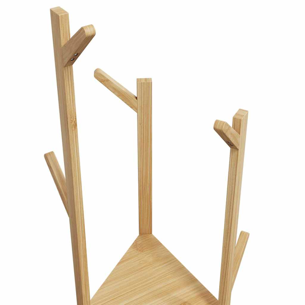 Cabide com ganchos e prateleiras 39x33x166 cm bambu — foto 5