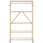 Cabide com prateleiras e rodas 110x40x180 cm bambu — foto 2