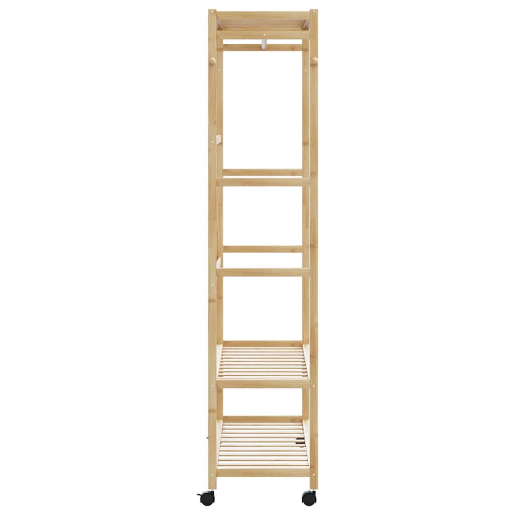 Cabide com prateleiras e rodas 110x40x180 cm bambu — foto 3