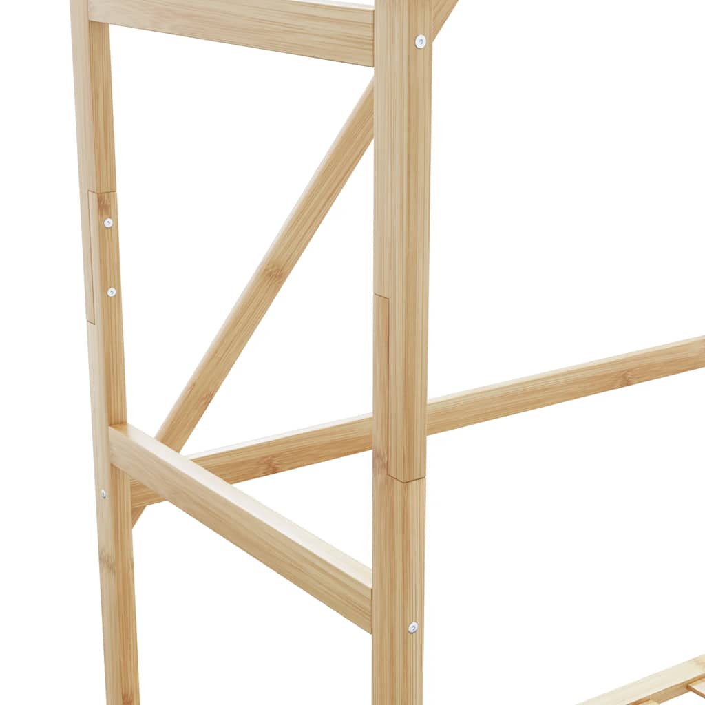 Cabide com prateleiras e rodas 110x40x180 cm bambu — foto 5