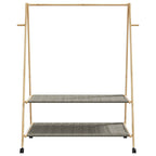Cabide com prateleiras e rodas 132x45,5x155,5 cm bambu — foto 3