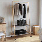 Cabide com prateleiras e rodas 96x45,5x155,5 cm bambu — foto 2