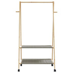 Cabide com prateleiras e rodas 96x45,5x155,5 cm bambu — foto 3