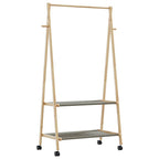 Cabide com prateleiras e rodas 96x45,5x155,5 cm bambu — foto 4