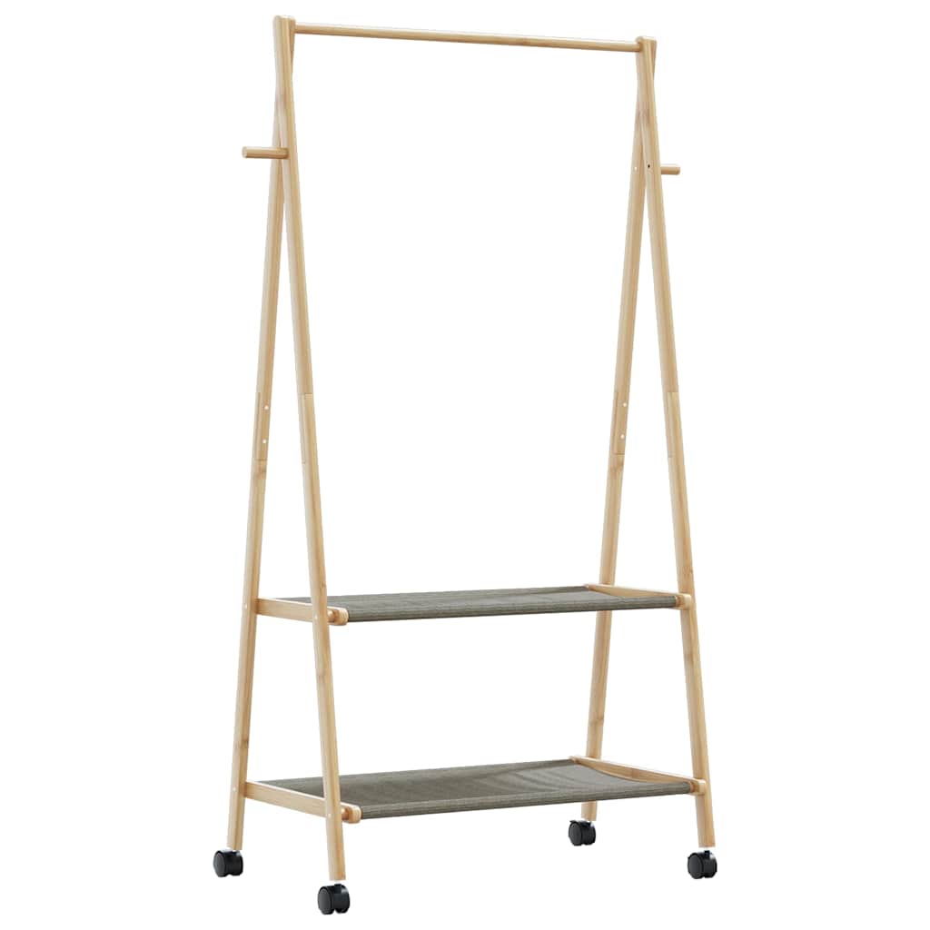 Cabide com prateleiras e rodas 96x45,5x155,5 cm bambu — foto 4