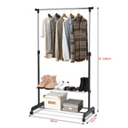 Cabideiro com Rodas e 2 Prateleiras para Roupa e Calçado com Altura Ajustável 168 x 84 x 42 cm — foto 3