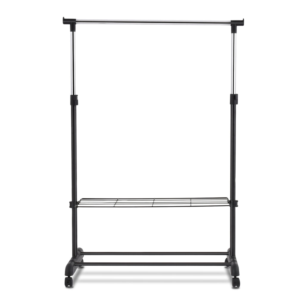 Cabideiro com Rodas e 2 Prateleiras para Roupa e Calçado com Altura Ajustável 168 x 84 x 42 cm — foto 4