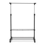 Cabideiro com Rodas e 2 Prateleiras para Roupa e Calçado com Altura Ajustável 168 x 84 x 42 cm — foto 4