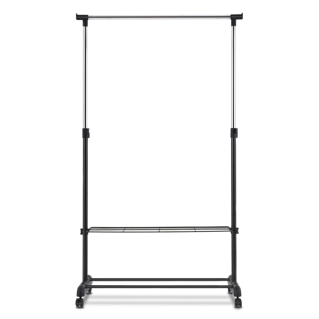 Cabideiro com Rodas e 2 Prateleiras para Roupa e Calçado com Altura Ajustável 168 x 84 x 42 cm — foto 5